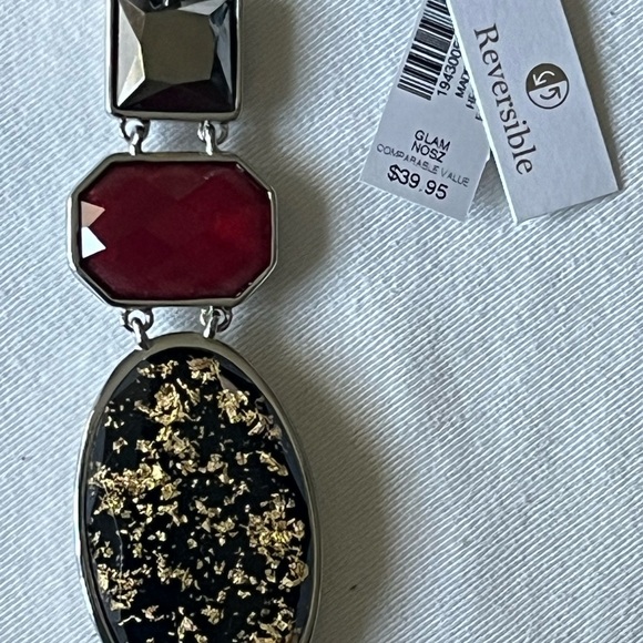 Stunning CHICO’S Reversible 3 Pendant Statement Necklace - NWT’s - Picture 7 of 10